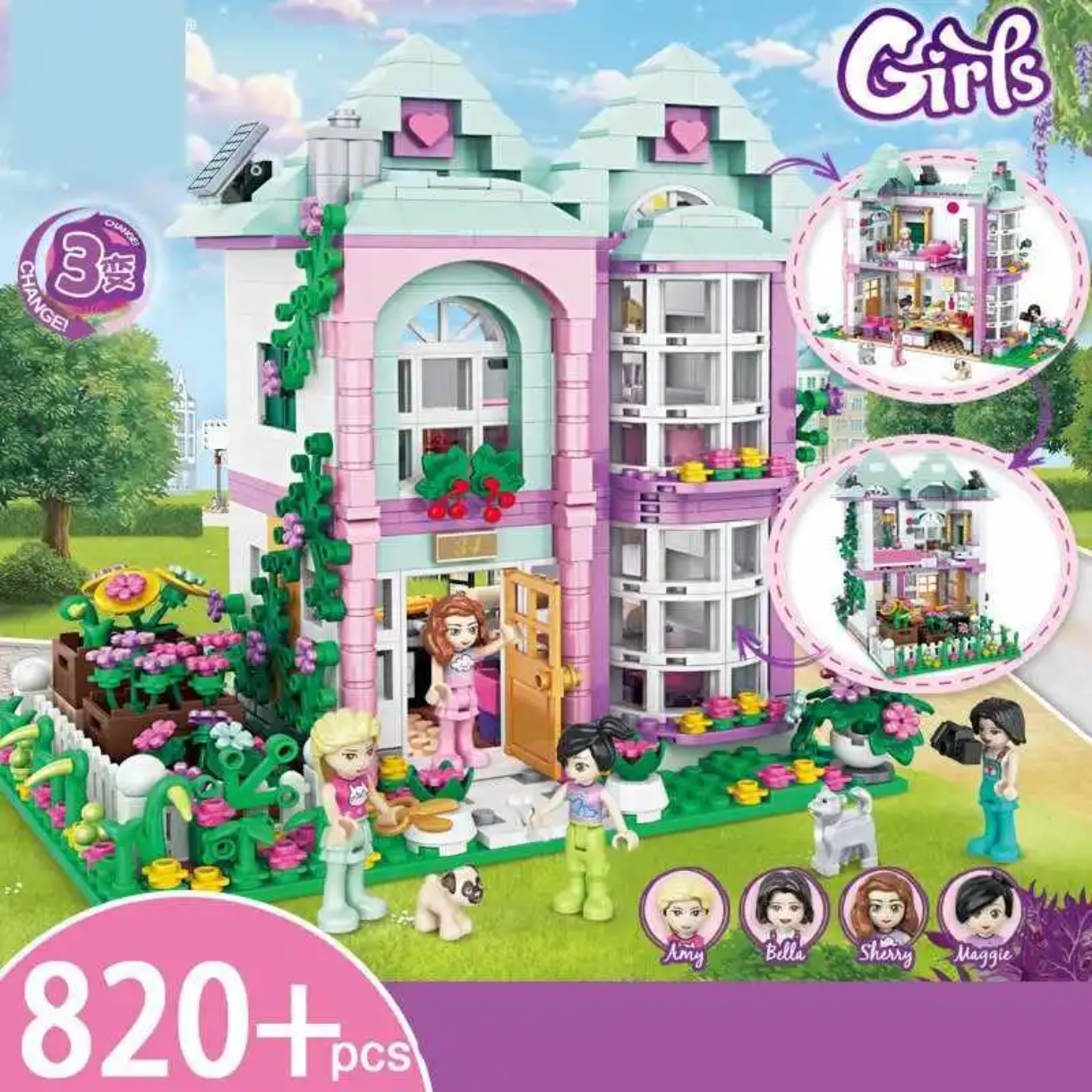 Flower house blocks set