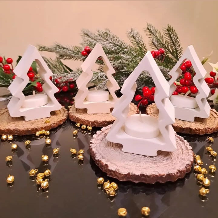 Concrete Christmas tree with a candle