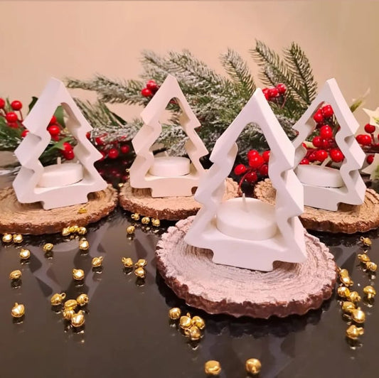 Concrete Christmas tree with a candle