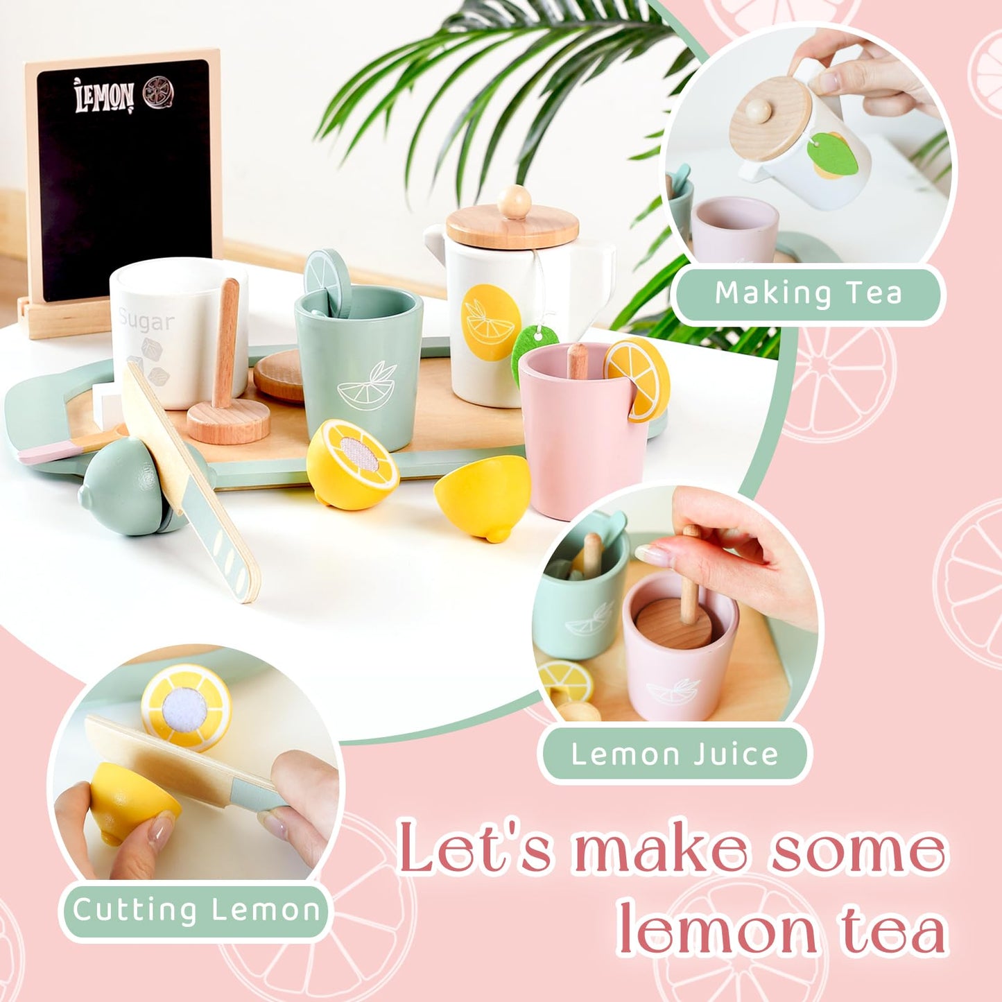 Wooden lemon tea set