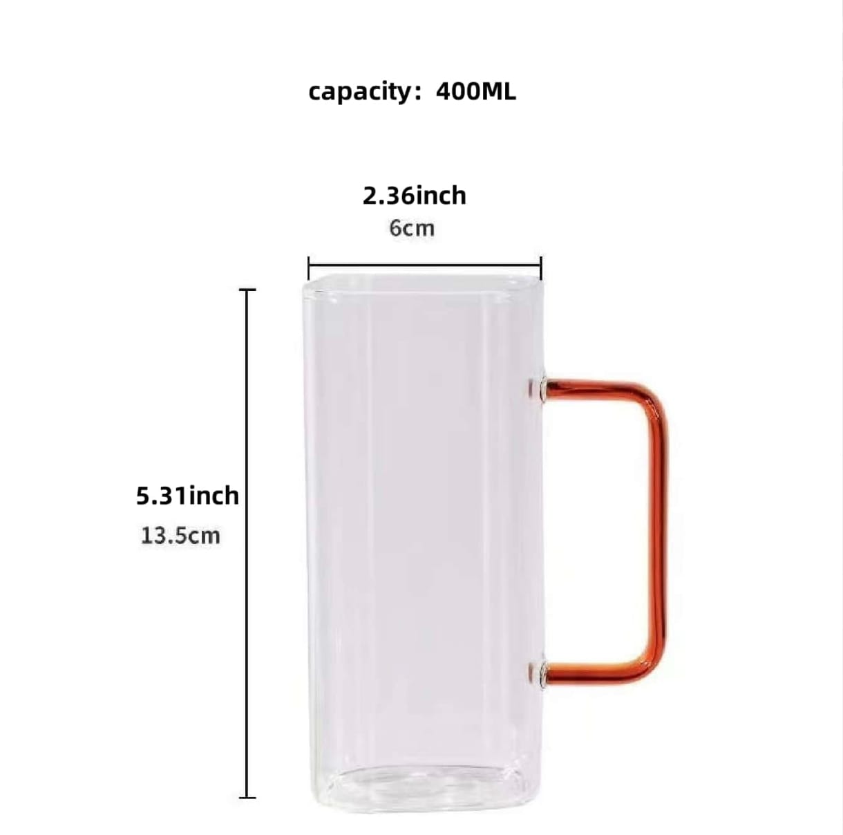 Square glass cup with straw