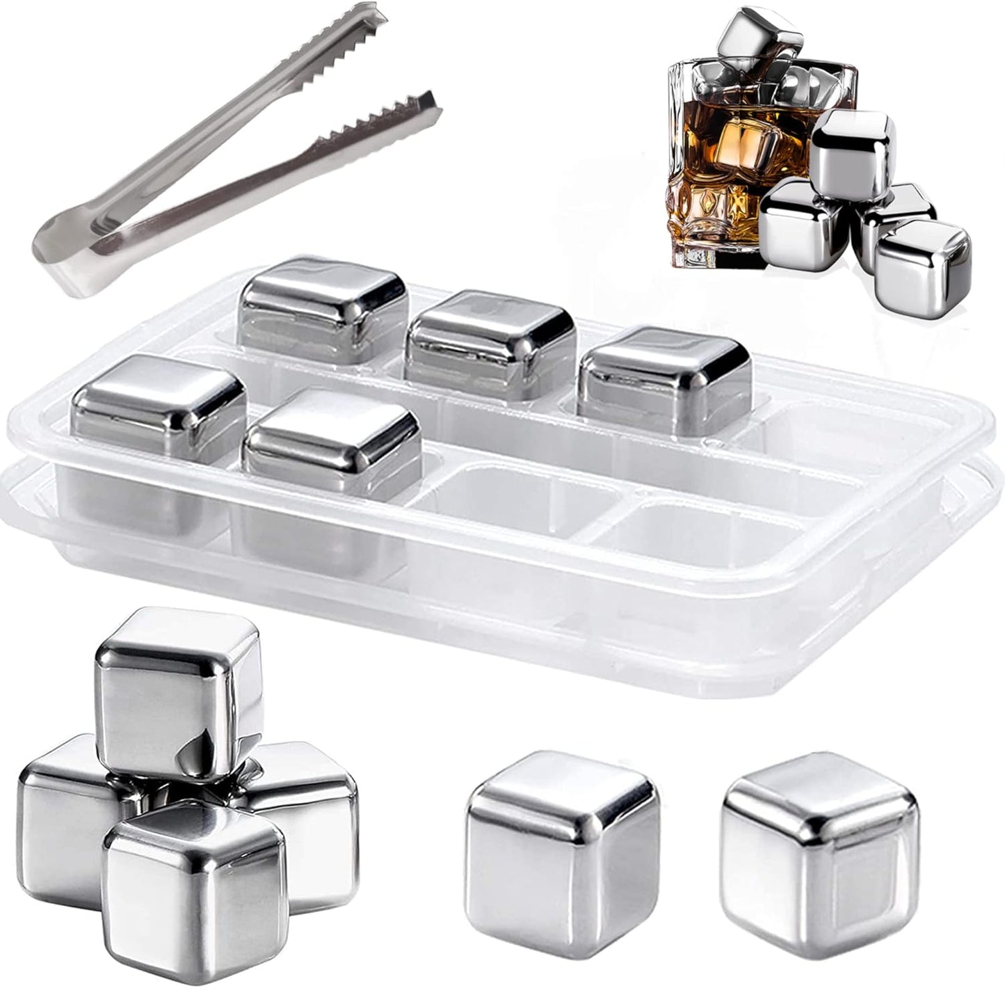 Reusable stainless steel ice cubes set