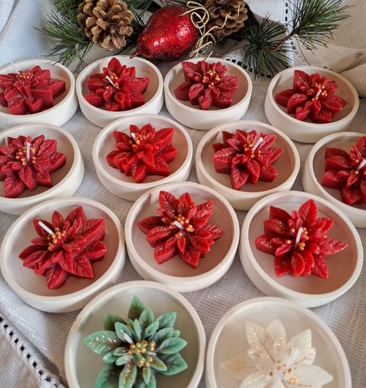 Christmas flower candle with concrete pot