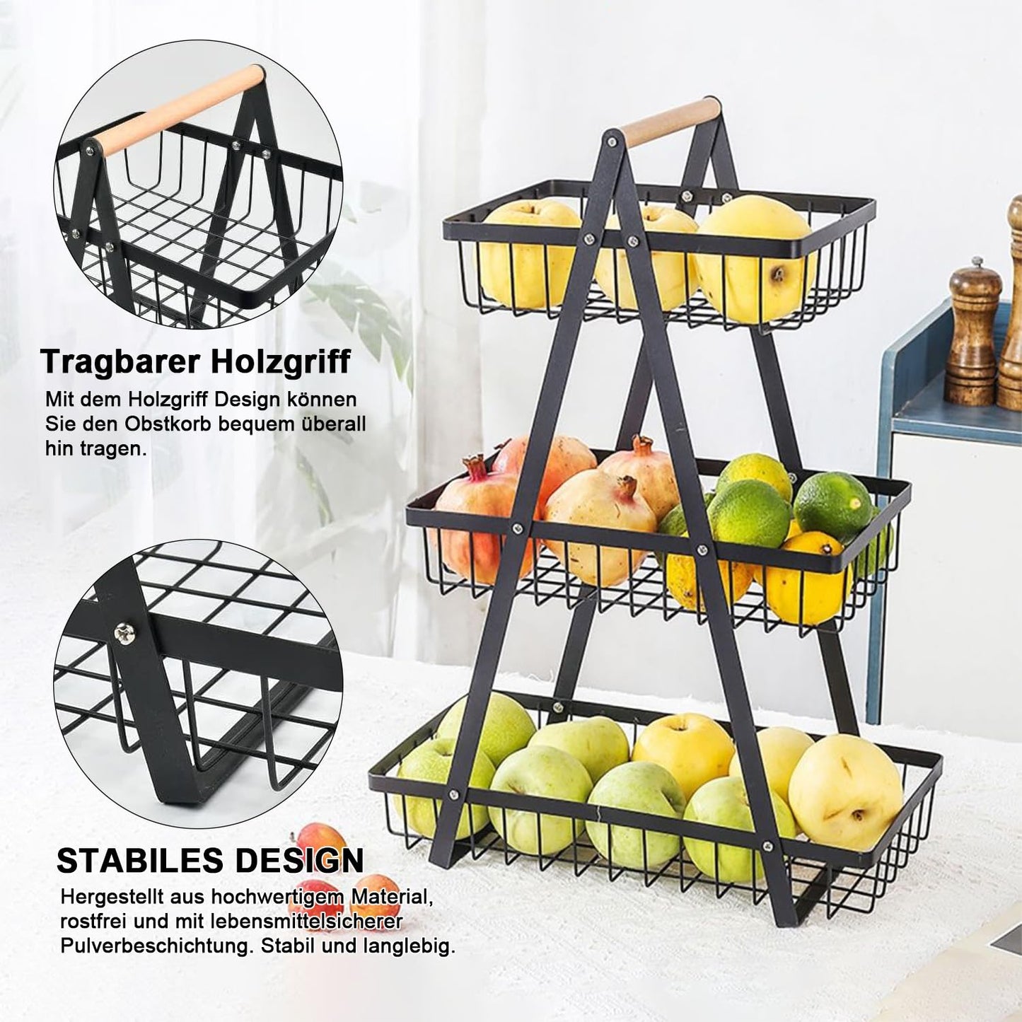 3 tier steel basket