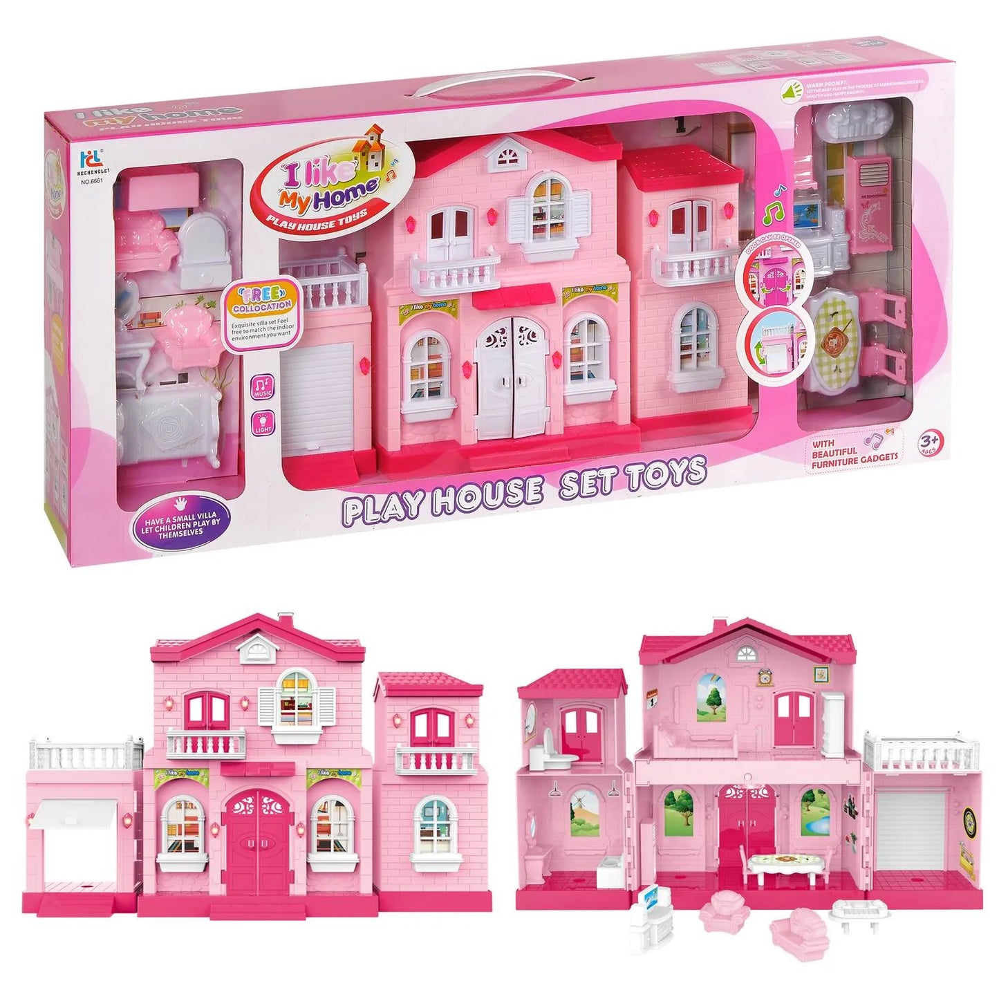 Plastic dollhouse with accessories