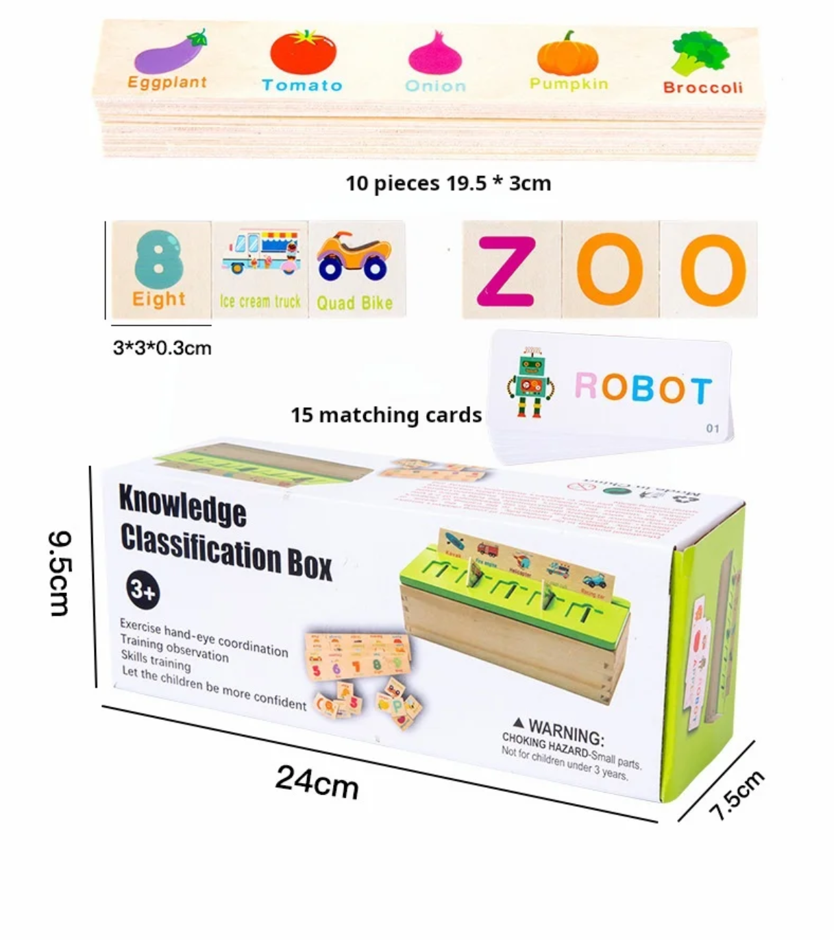Knowledge classification box - wooden sorting game