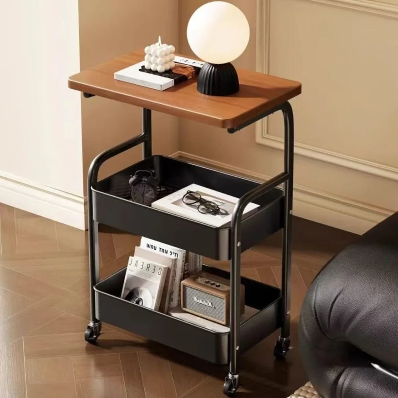 2 racks trolley with wood top