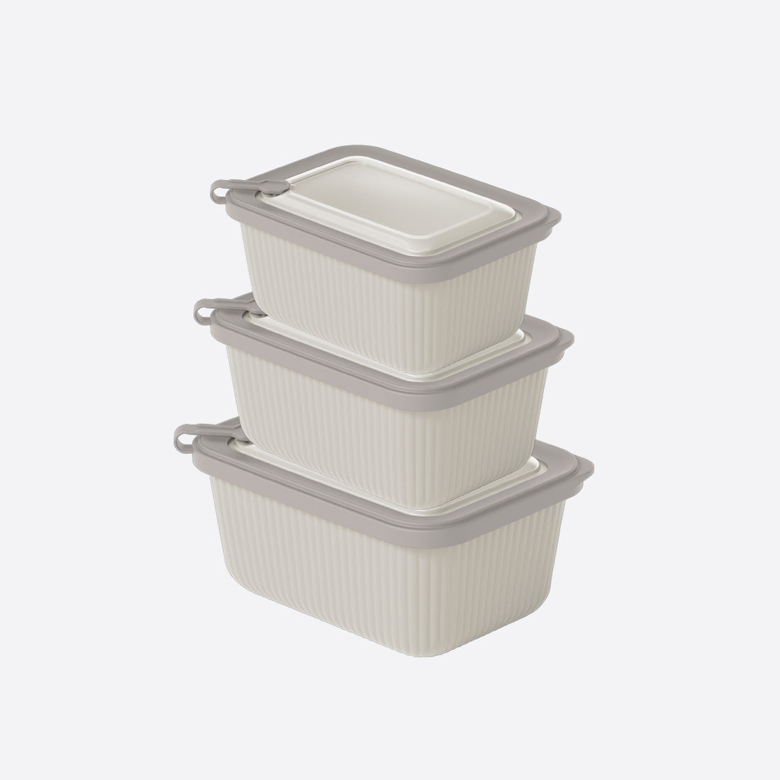 Snap lid rectangular set of 3 containers