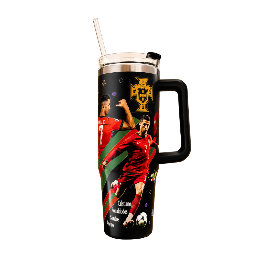 Stainless steel football tumbler