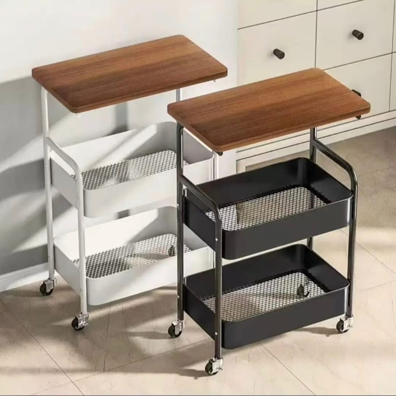 2 racks trolley with wood top