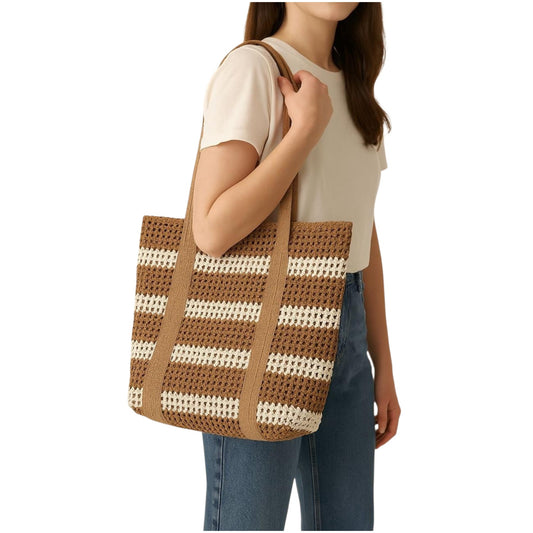 Stripped wicker bag