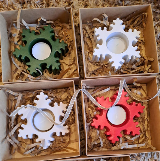 Concrete snowflake candle holder