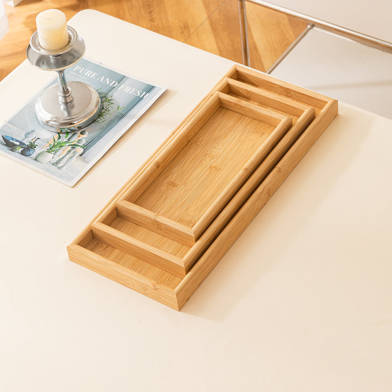 Wooden tray set