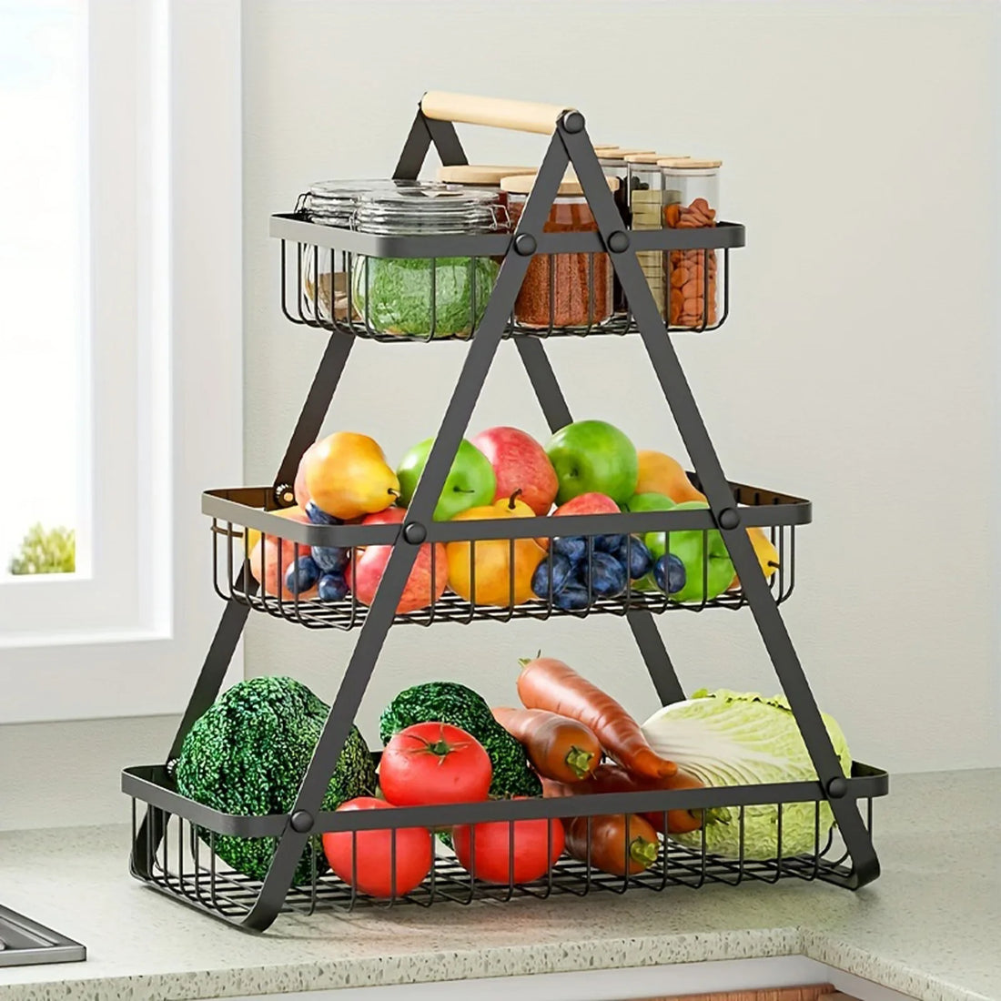 3 tier steel basket