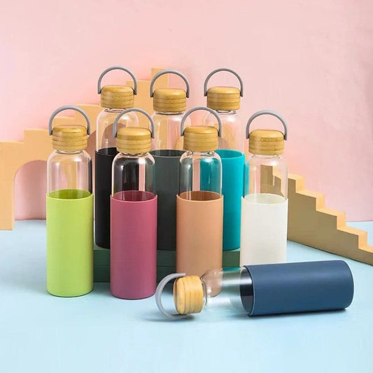 Glass bottle with silicone protection