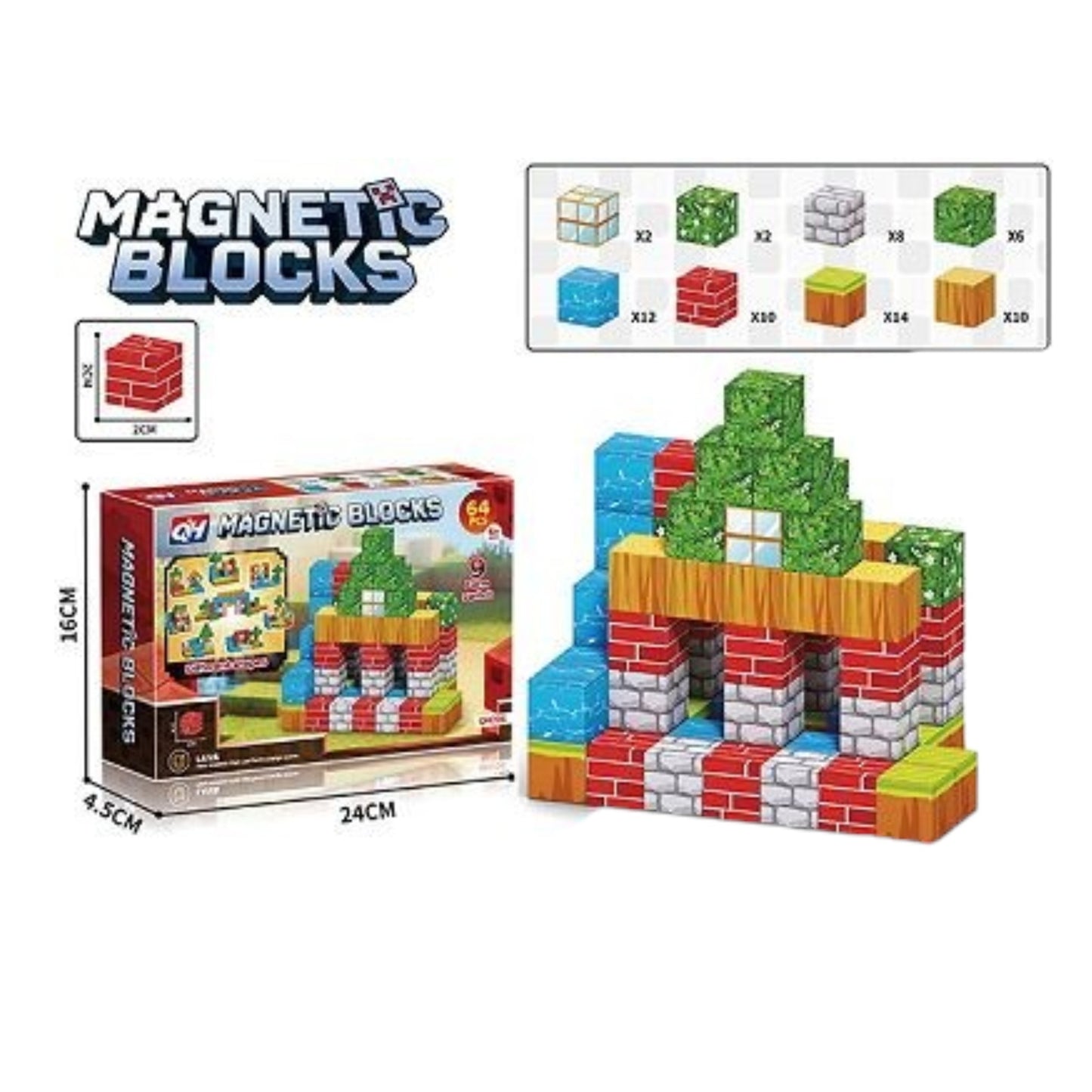 Magnetic blocks building set - 64 pcs