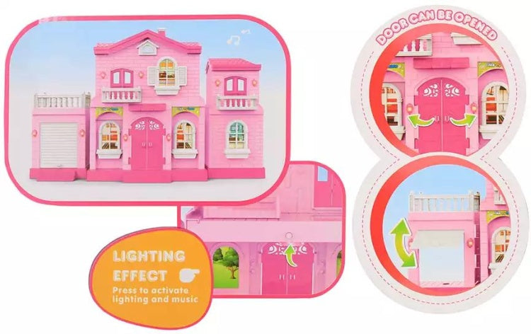 Plastic dollhouse with accessories