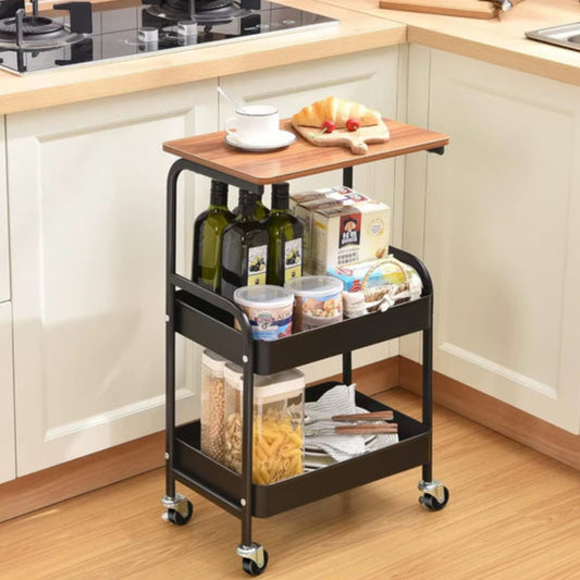 2 racks trolley with wood top