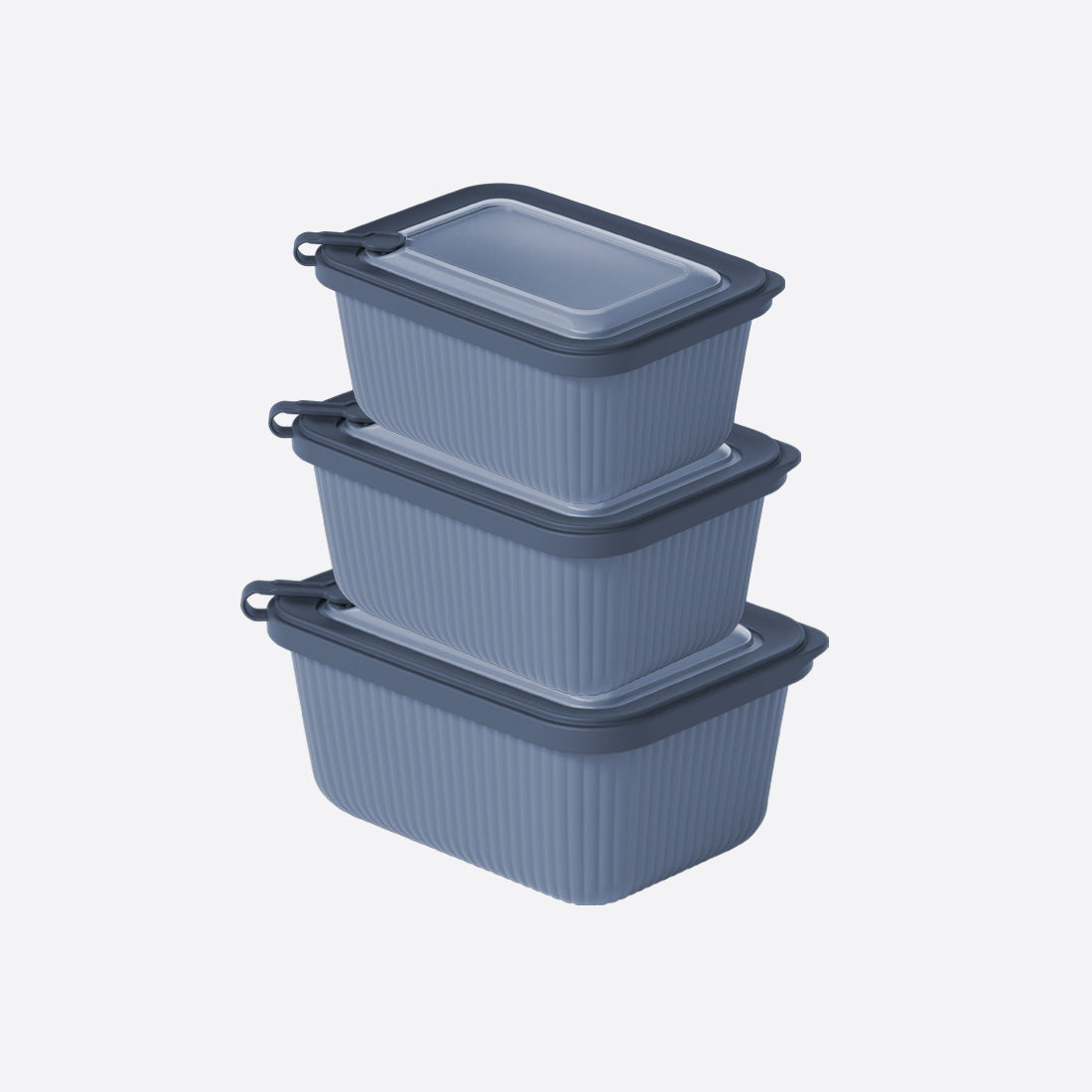 Snap lid rectangular set of 3 containers