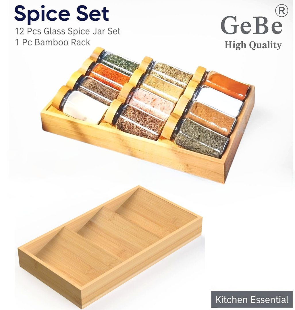 Gebe bamboo rack with 12 jars