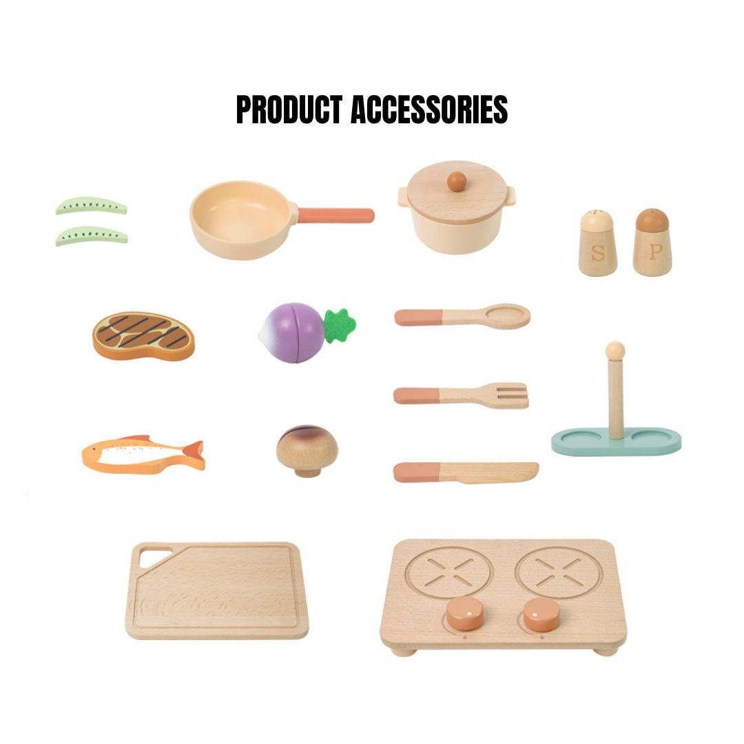 Wooden cooking playset