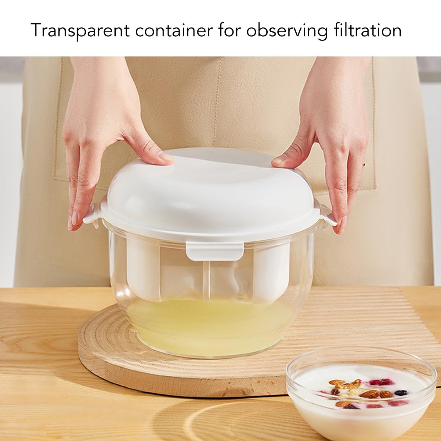 Large yogurt and labne strainer