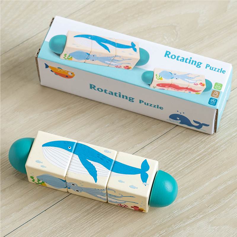 Wood rotating puzzle