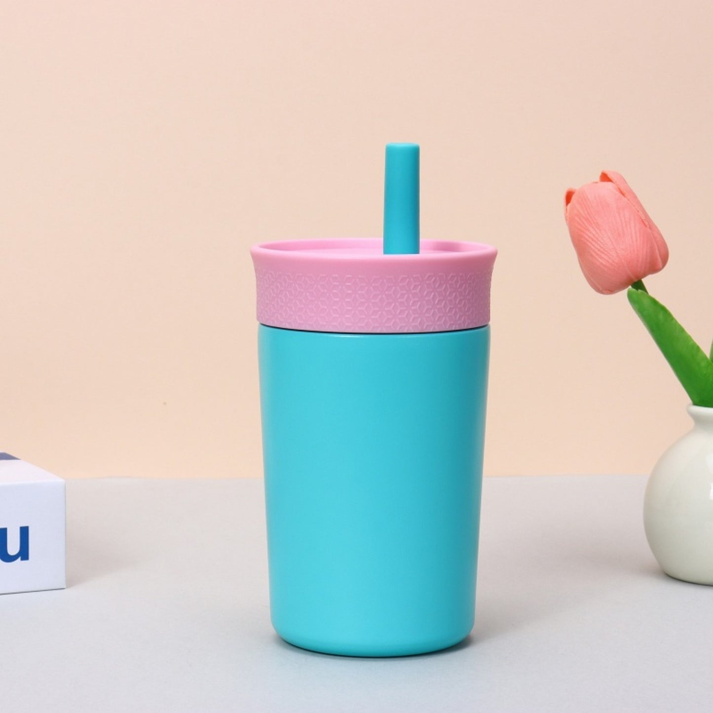 Stainless steel thermal cup with straw