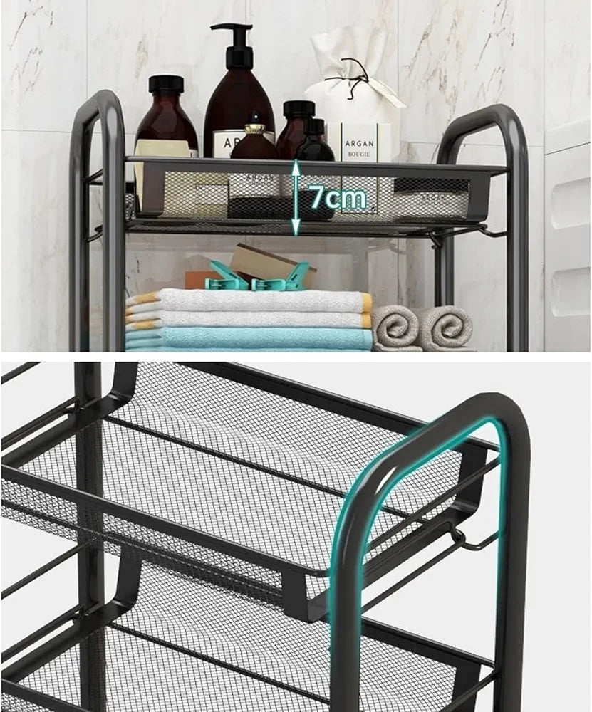 5 racks black metal trolley