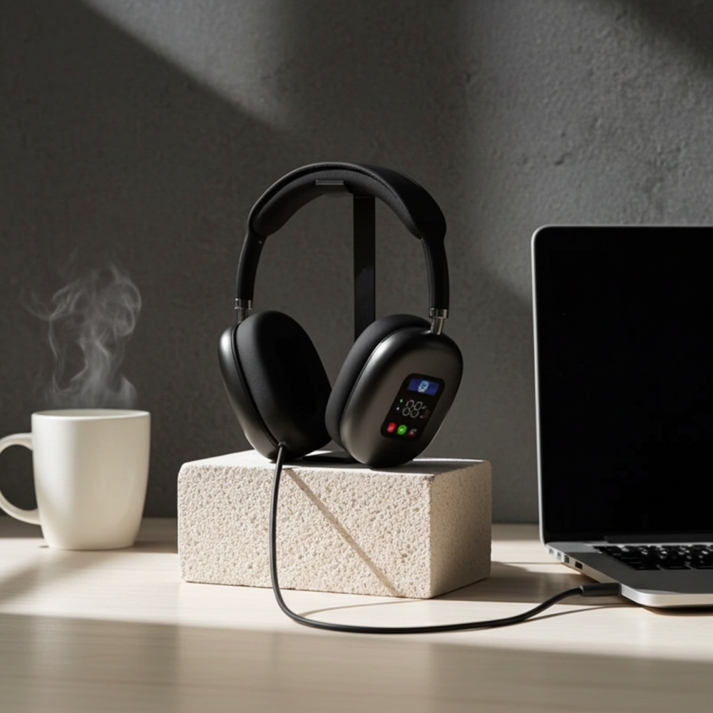 Headphones with digital display