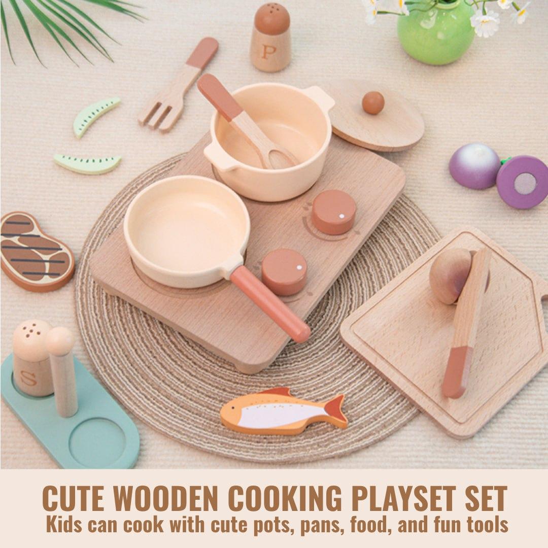 Wooden cooking playset