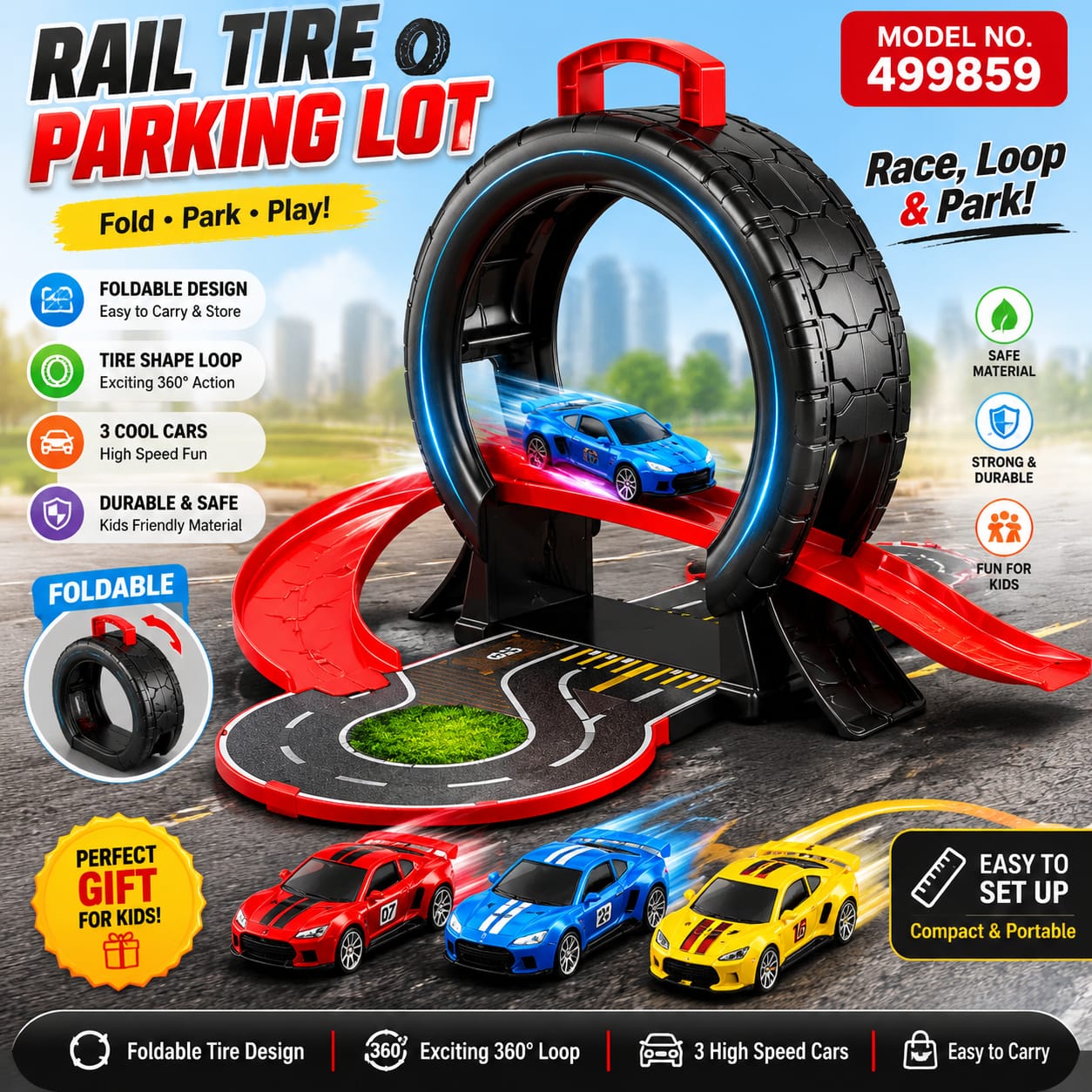 Rail tire parking lot