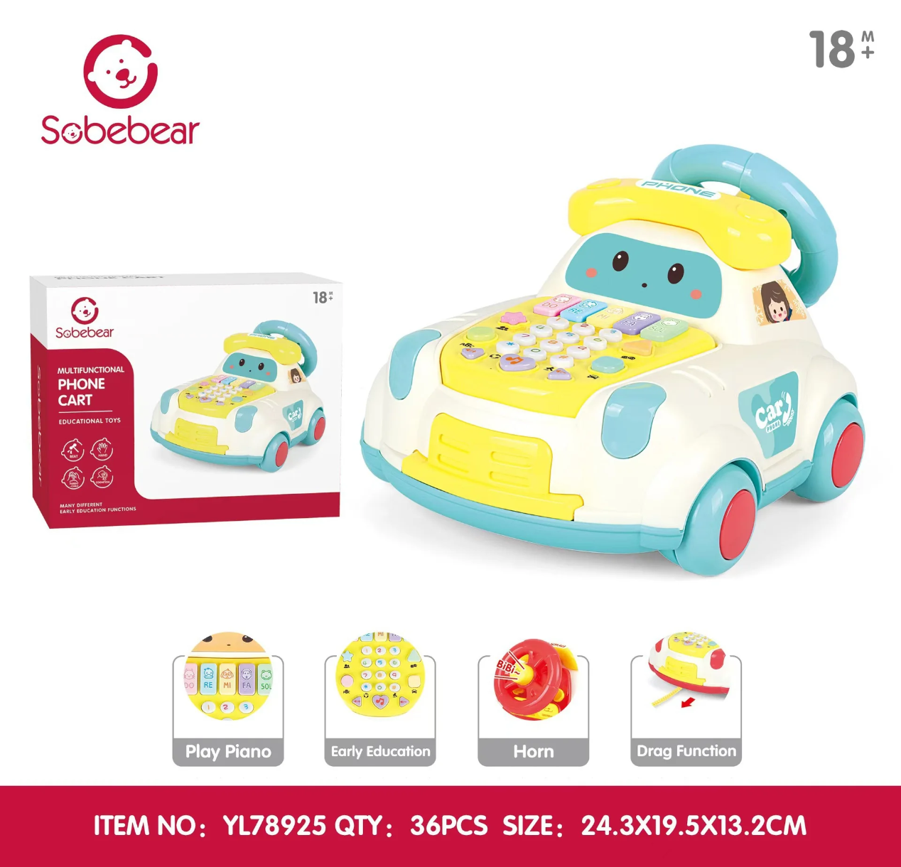 Multifunctional baby phone car