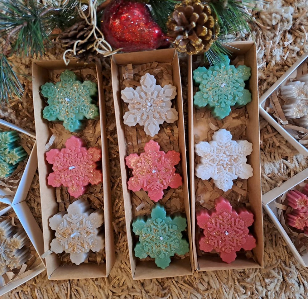 Snowflakes candles - set of 3