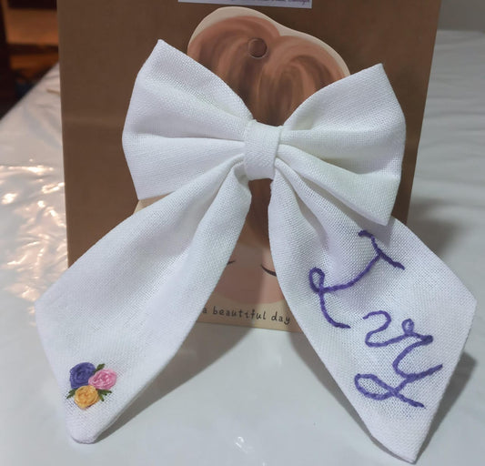 Handmade large bow with name