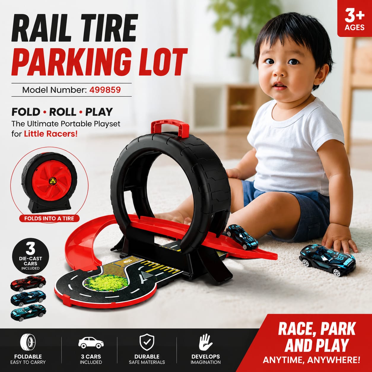 Rail tire parking lot