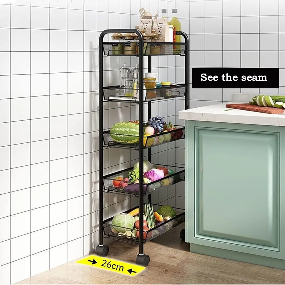 5 racks black metal trolley