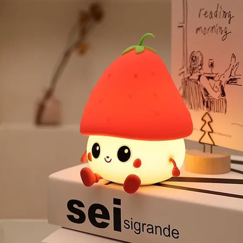 Cute silicone strawberry lamp