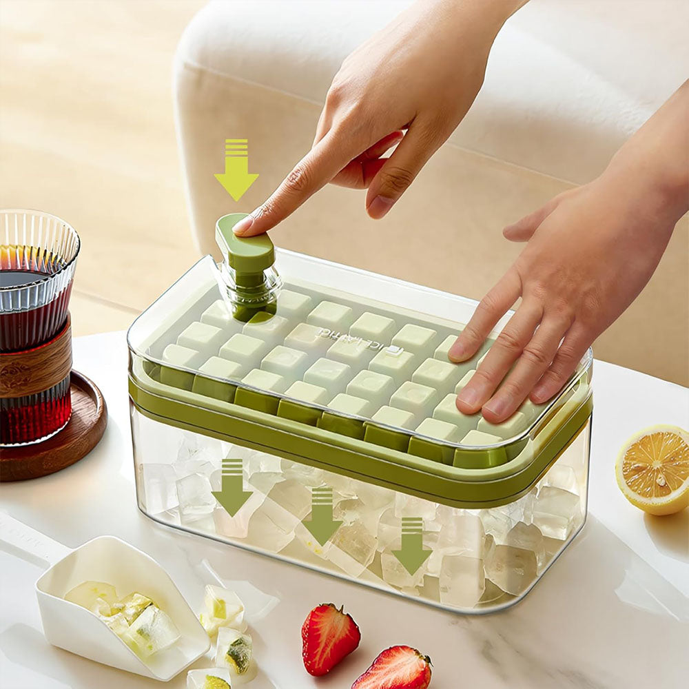 Ice cube tray with lid and bin